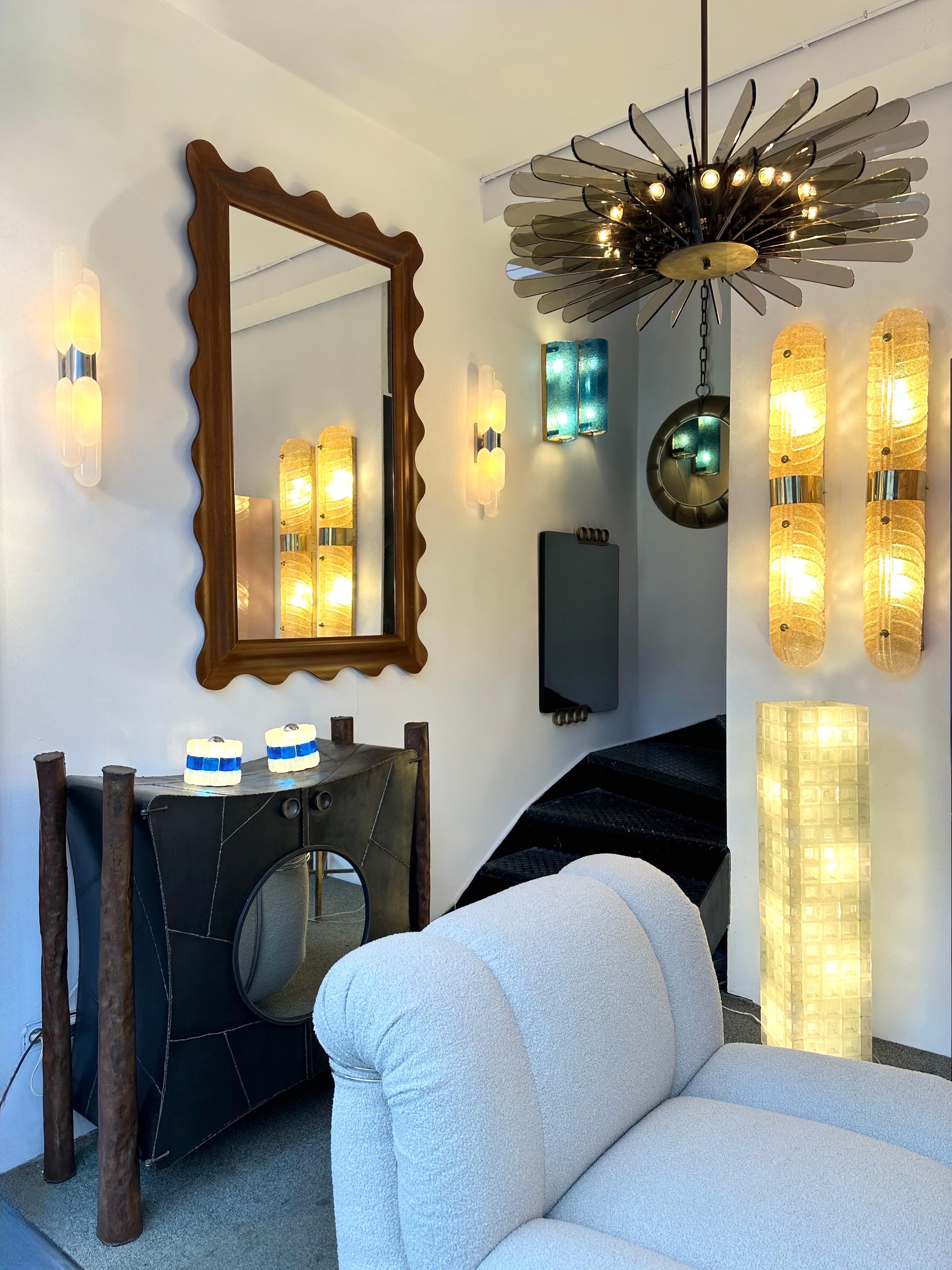 Brass and Glass Chandelier by Gino Paroldo, Italy, 1970s 4