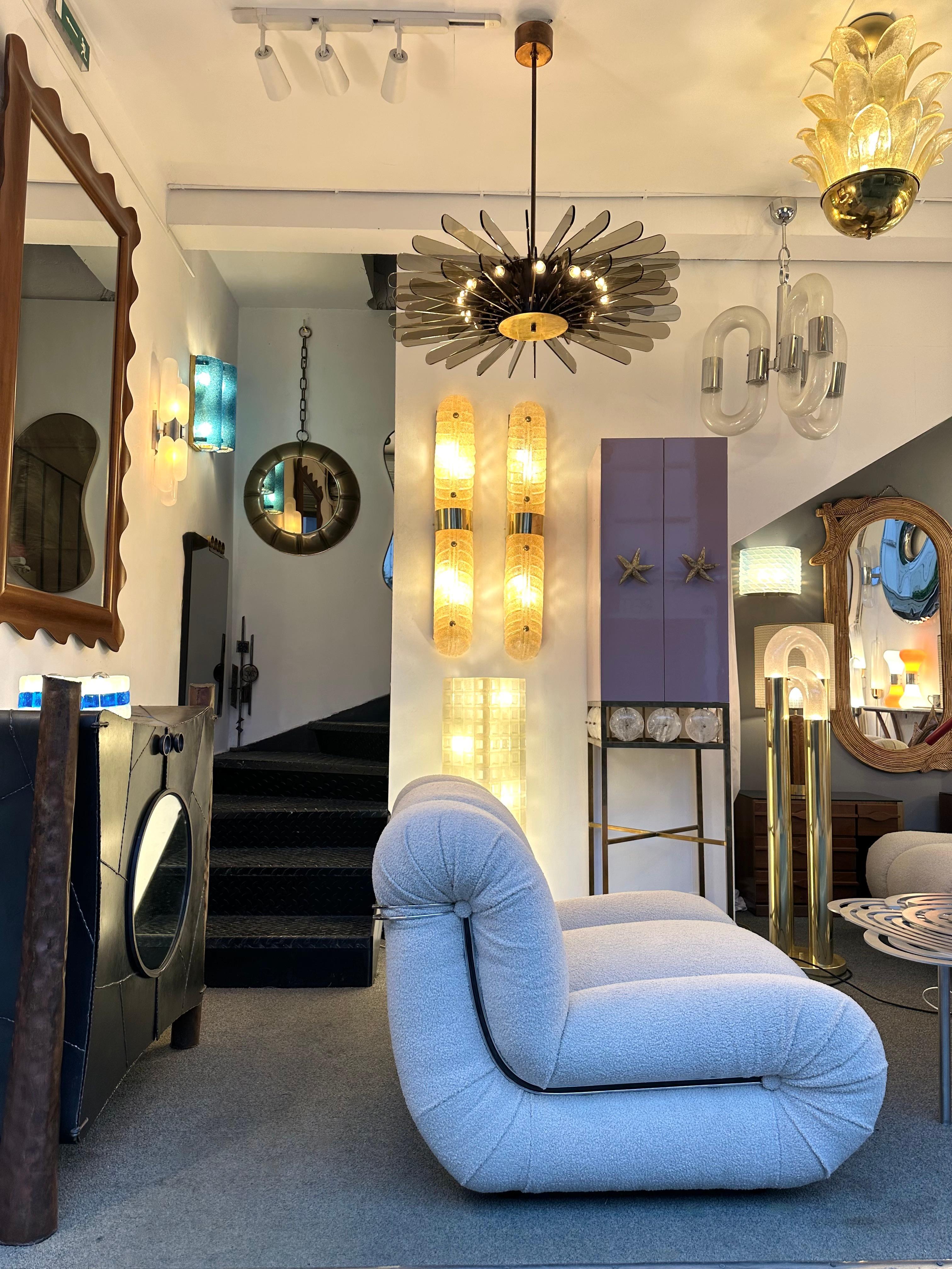 Brass and Glass Chandelier by Gino Paroldo, Italy, 1970s 6