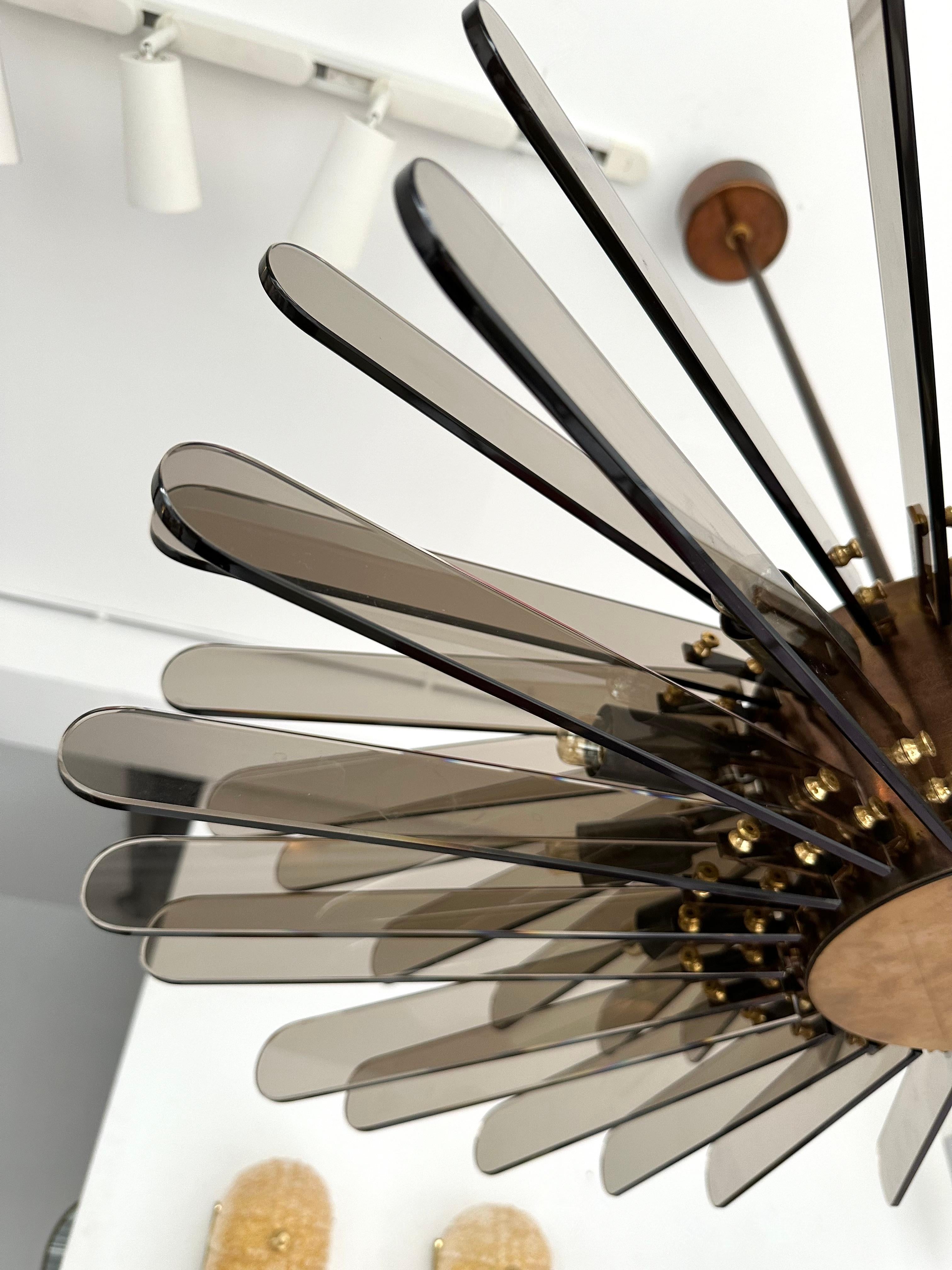 Brass and Glass Chandelier by Gino Paroldo, Italy, 1970s 1