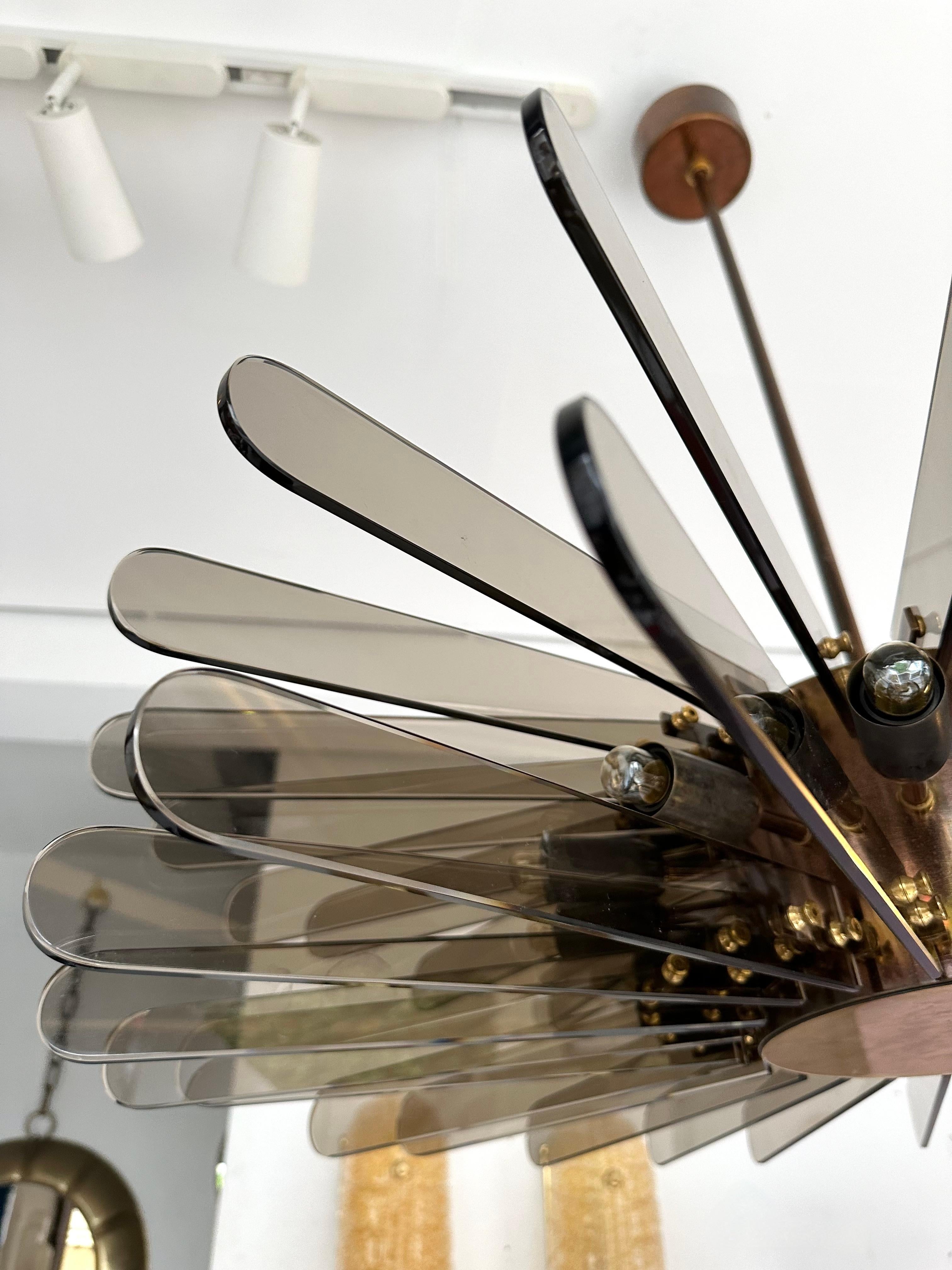 Brass and Glass Chandelier by Gino Paroldo, Italy, 1970s 2