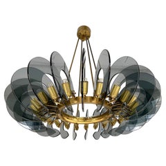 Lustre en laiton et verre de Gino Paroldo, Italie, 1970