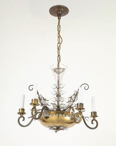 Lampadario in ottone e vetro di Maison Bagues, Francia, 1930 ca.