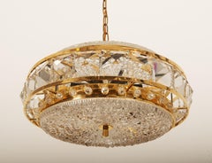 Brass and Glass Chandelier by Orrefors from the 1960s