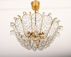 Brass and Glass Chandelier by Orrefors from the 1960s