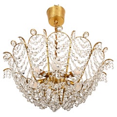 Brass and Glass Chandelier by Orrefors from the 1960s