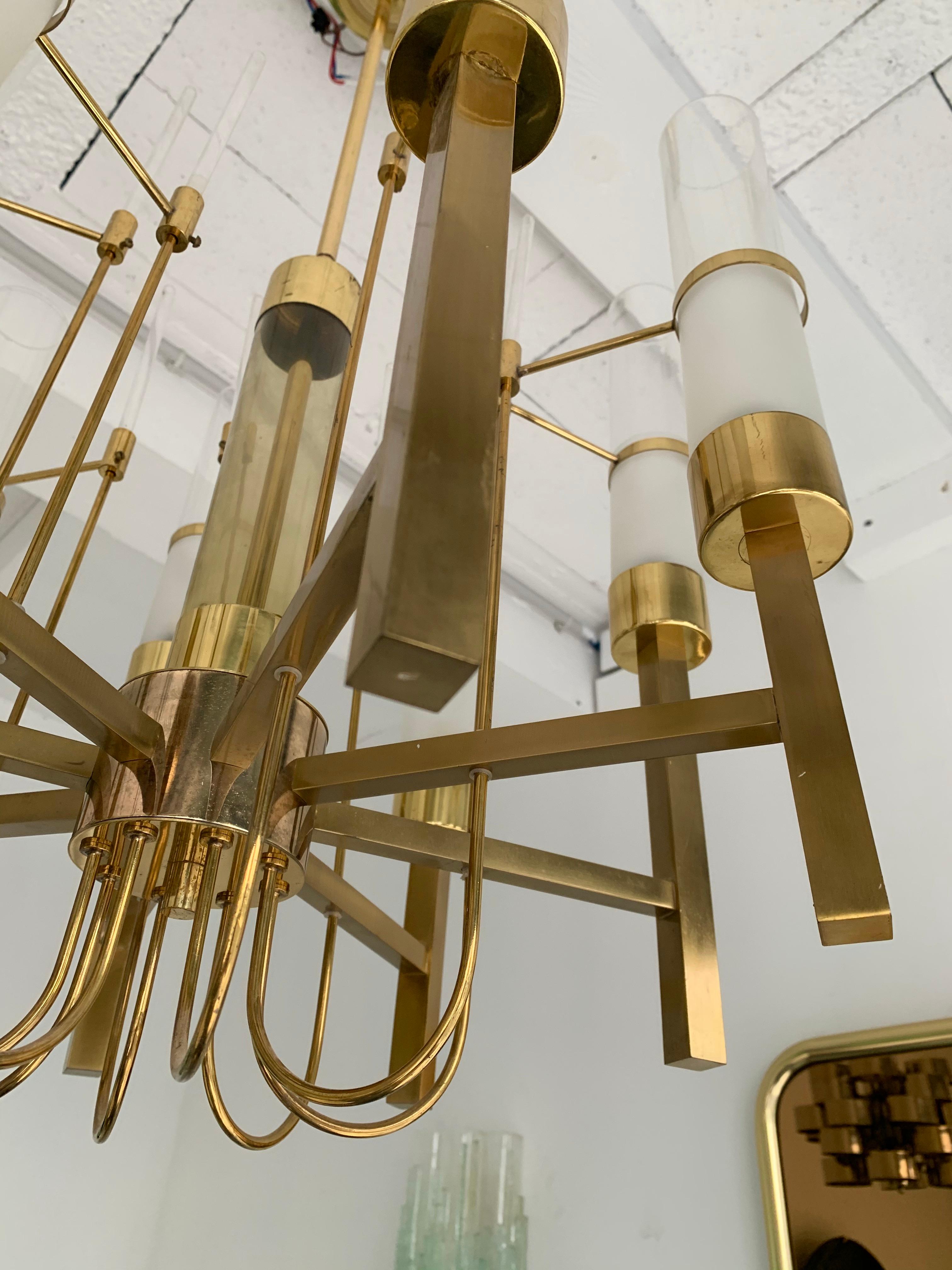 Mid-20th Century Brass and Glass Chandelier by Sciolari, Italy, 1960s