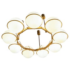 Brass and Glass Chandelier from the Grand Hotel President, 3 Available