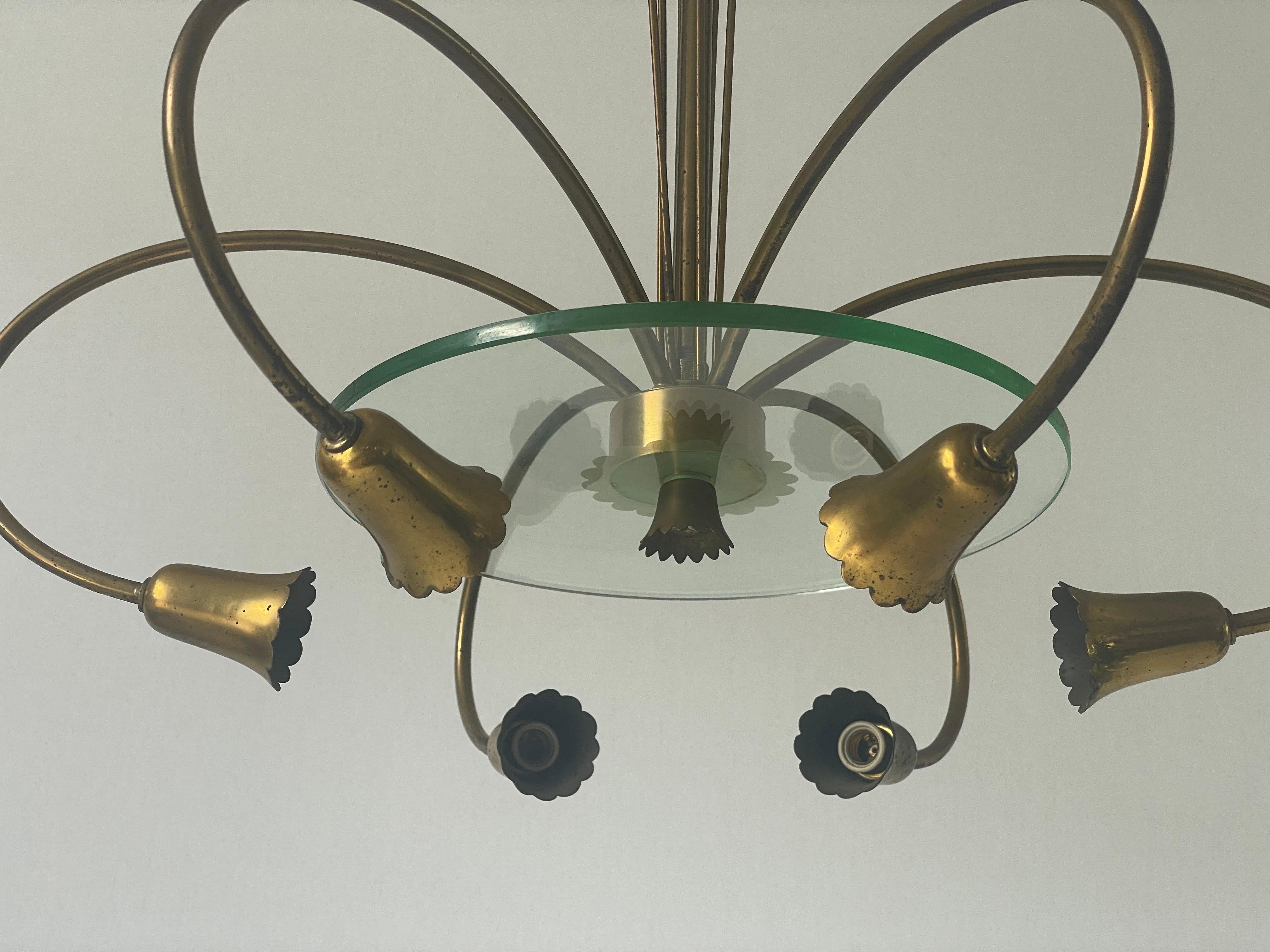 Araña de latón y cristal, al estilo de Pietro Chiesa, años 50, Italia Latón en venta