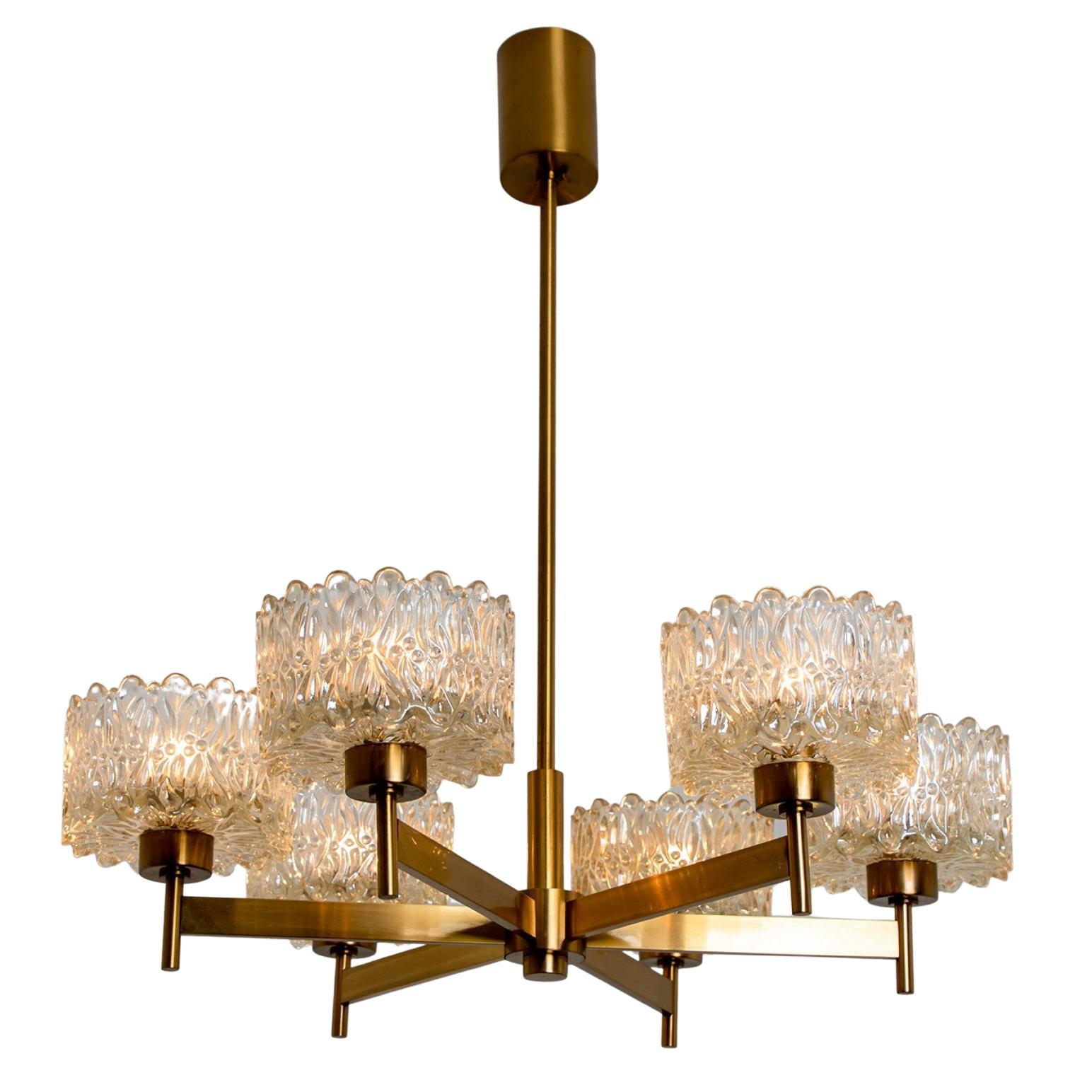 Brass and Glass Chandelier in the Style of Vico Magistretti at 1stDibs