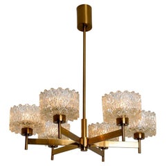 Brass and Glass Chandelier in the style of Fagerlund, 1960s