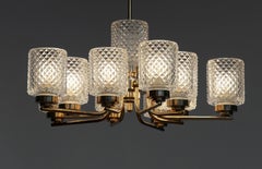 Araña o colgante de latón y cristal de Carl Fagerlund para Orrefors Suecia 1960