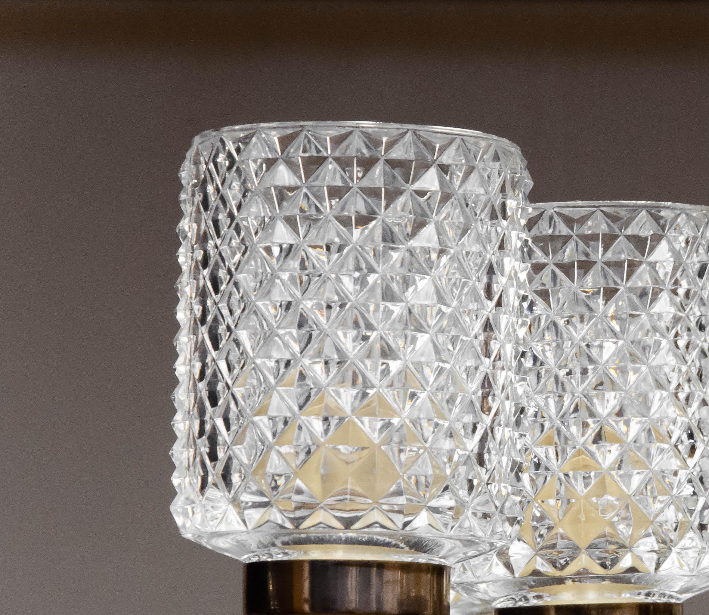 Araña o colgante de latón y cristal de Carl Fagerlund para Orrefors Suecia 1960 en venta 1