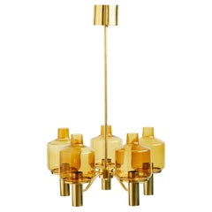 Brass and Glass Chandelier T 507 "Prior" by Hans-Agne Jakobsson
