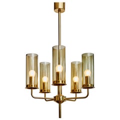 Brass and Glass Chandelier T434-5 by Hans Agne Jakobsson