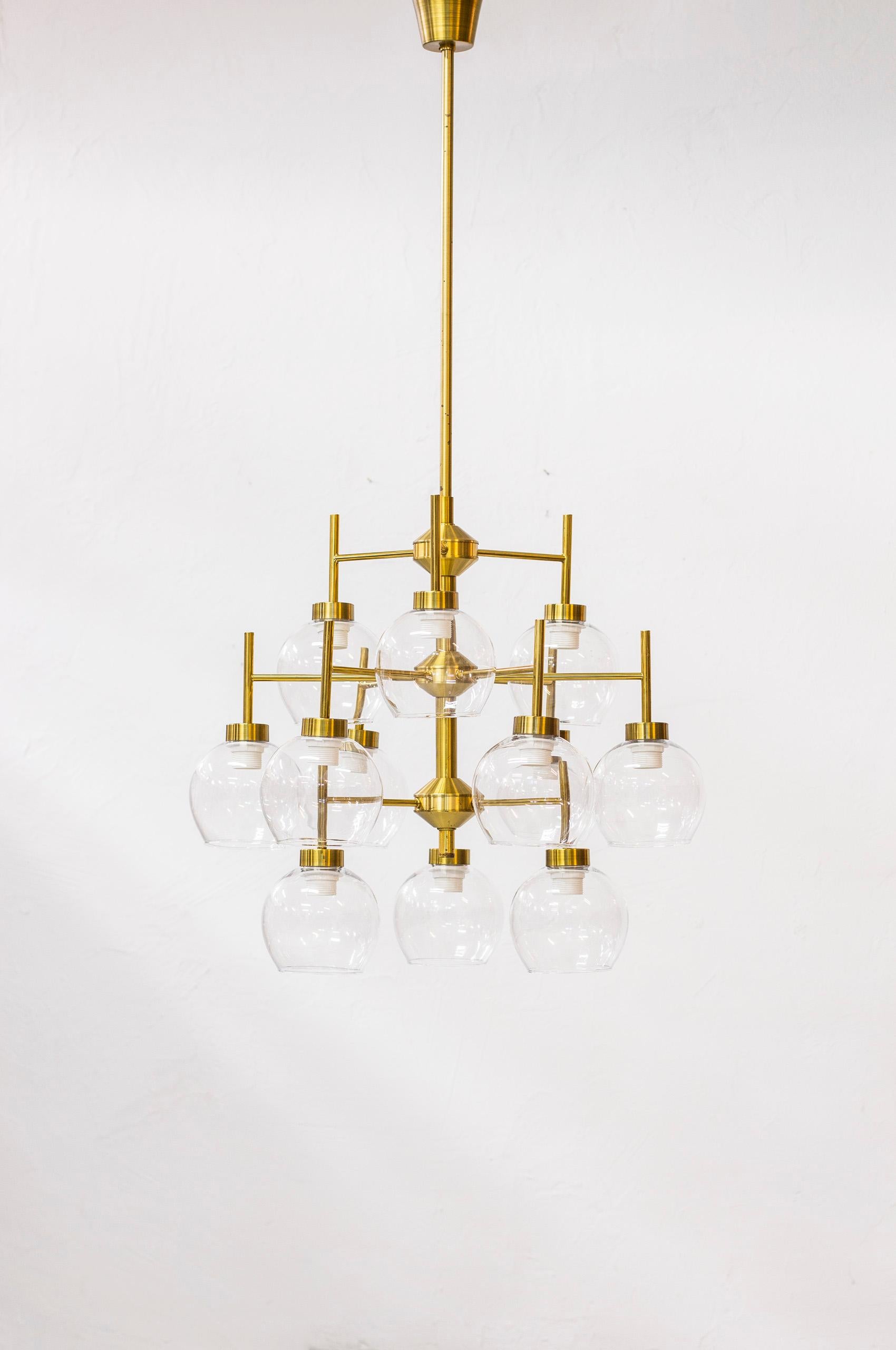 Brass and Glass Chandeliers by Holger Johansson for Westal, Sweden, 1960s  8