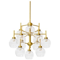 Brass and Glass Chandeliers by Holger Johansson for Westal, Sweden, 1960s