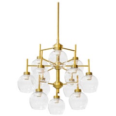 Brass and Glass Chandeliers by Holger Johansson for Westal, Sweden, 1960s 