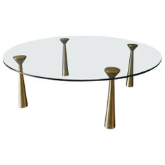 Brass and Glass Circular Coffee Table Style of Fontana Arte, circa 1970