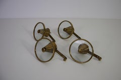 Brass and Glass Coat Hooks, 1960s, Italy