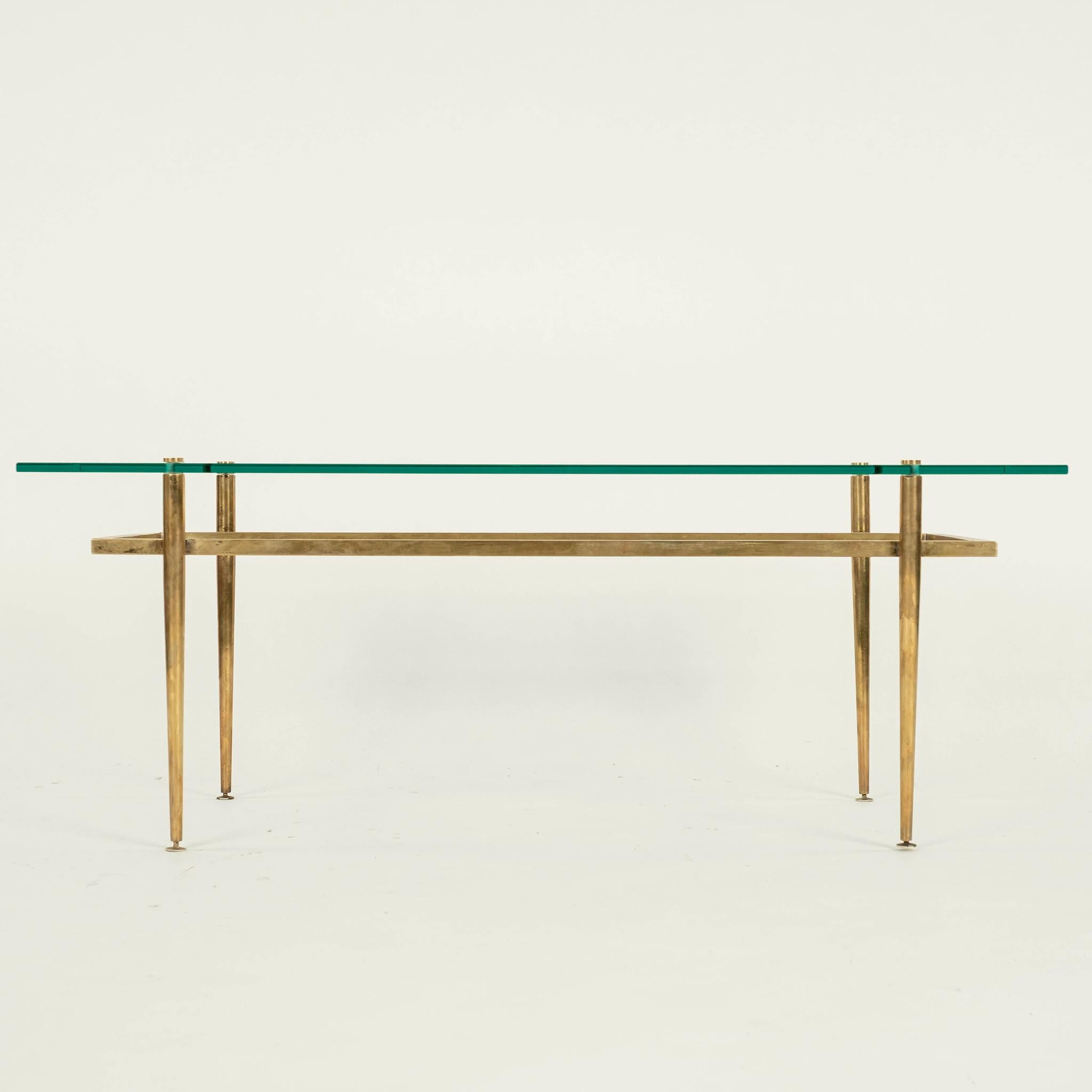 Brass And Glass Cocktail Table In Good Condition For Sale In Houston, TX