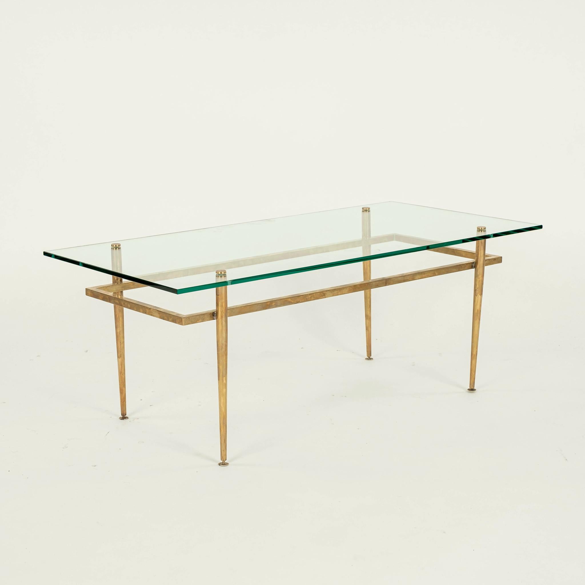 20th Century Brass And Glass Cocktail Table For Sale