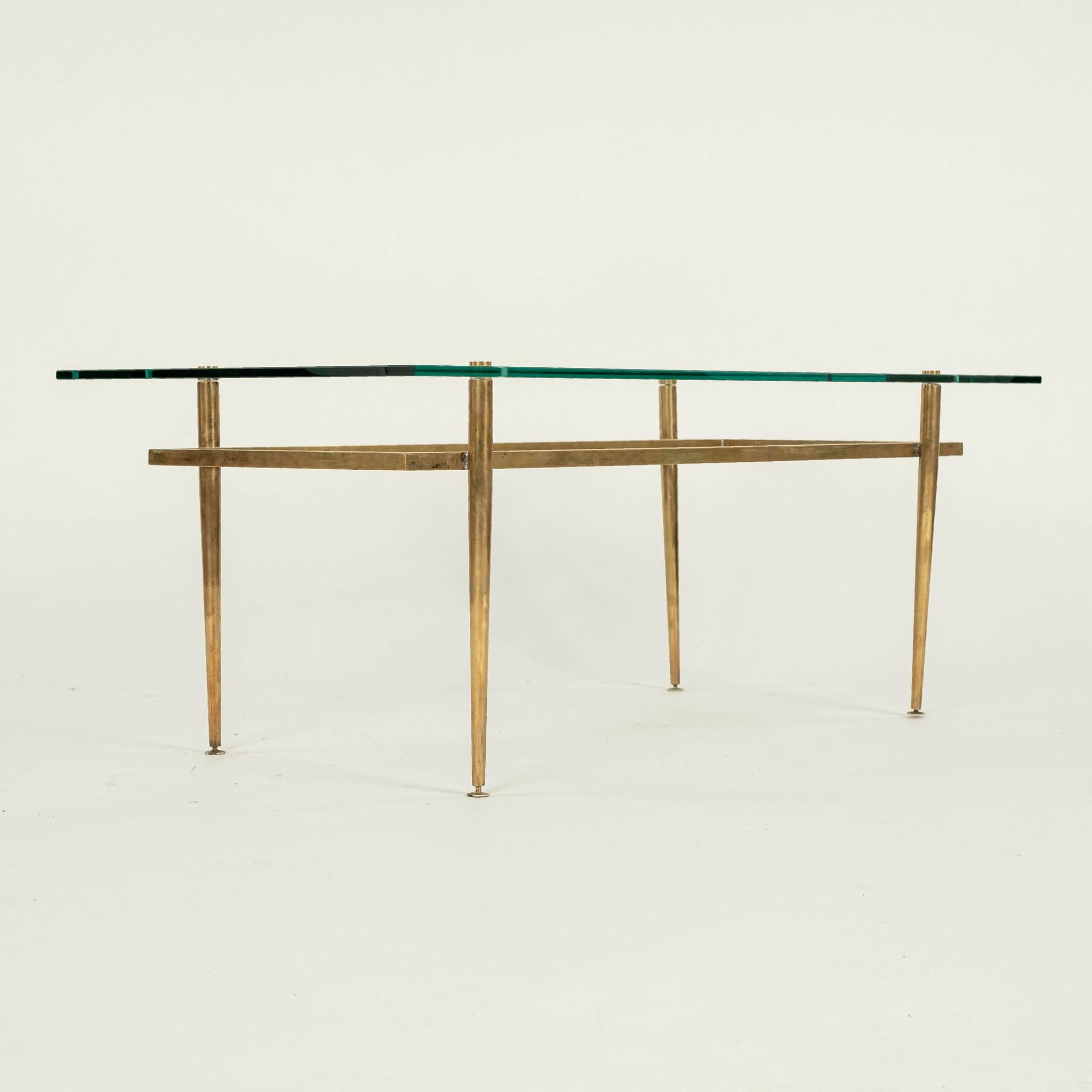 Brass And Glass Cocktail Table For Sale 1