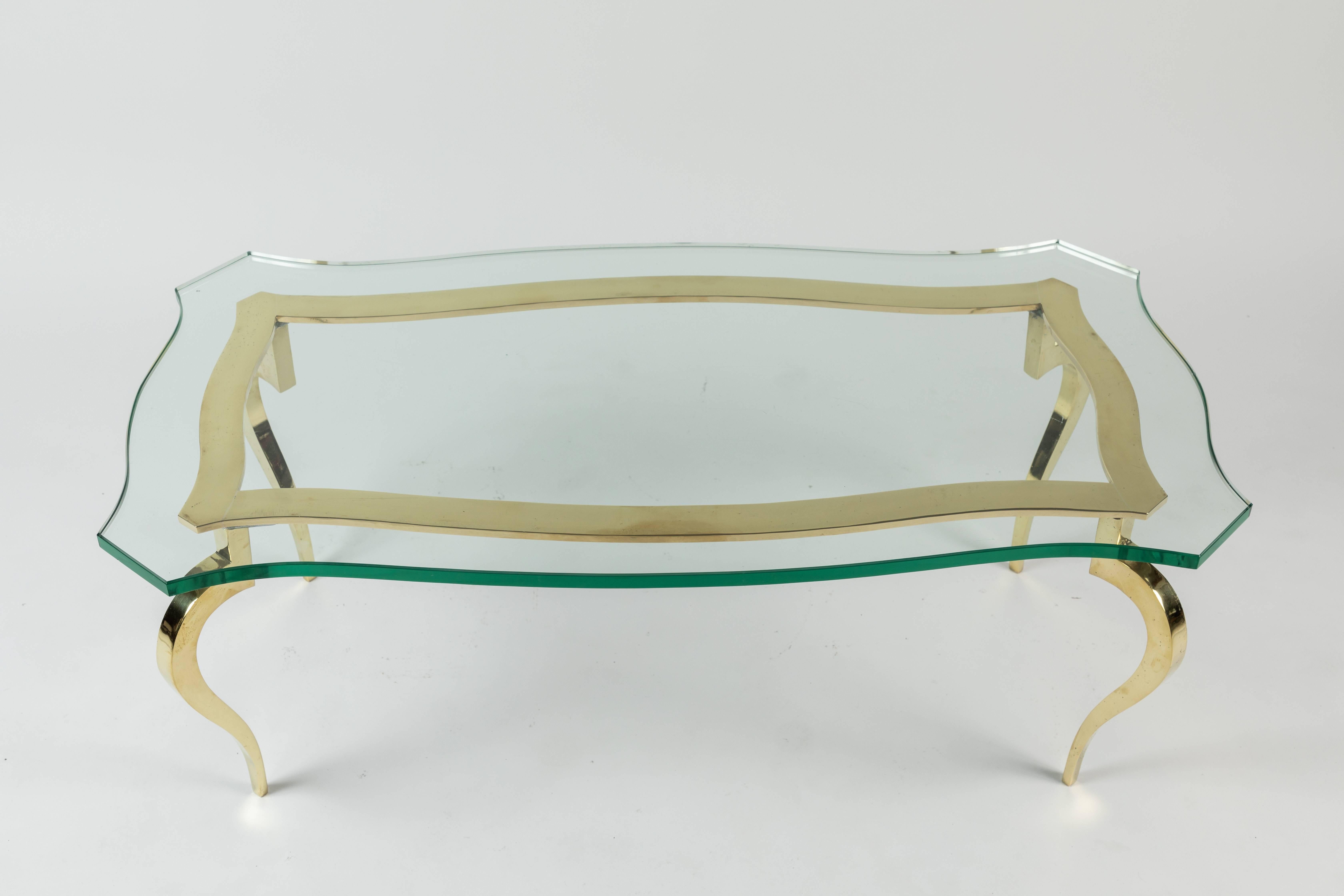 Cast Brass and Glass Cocktail Table For Sale