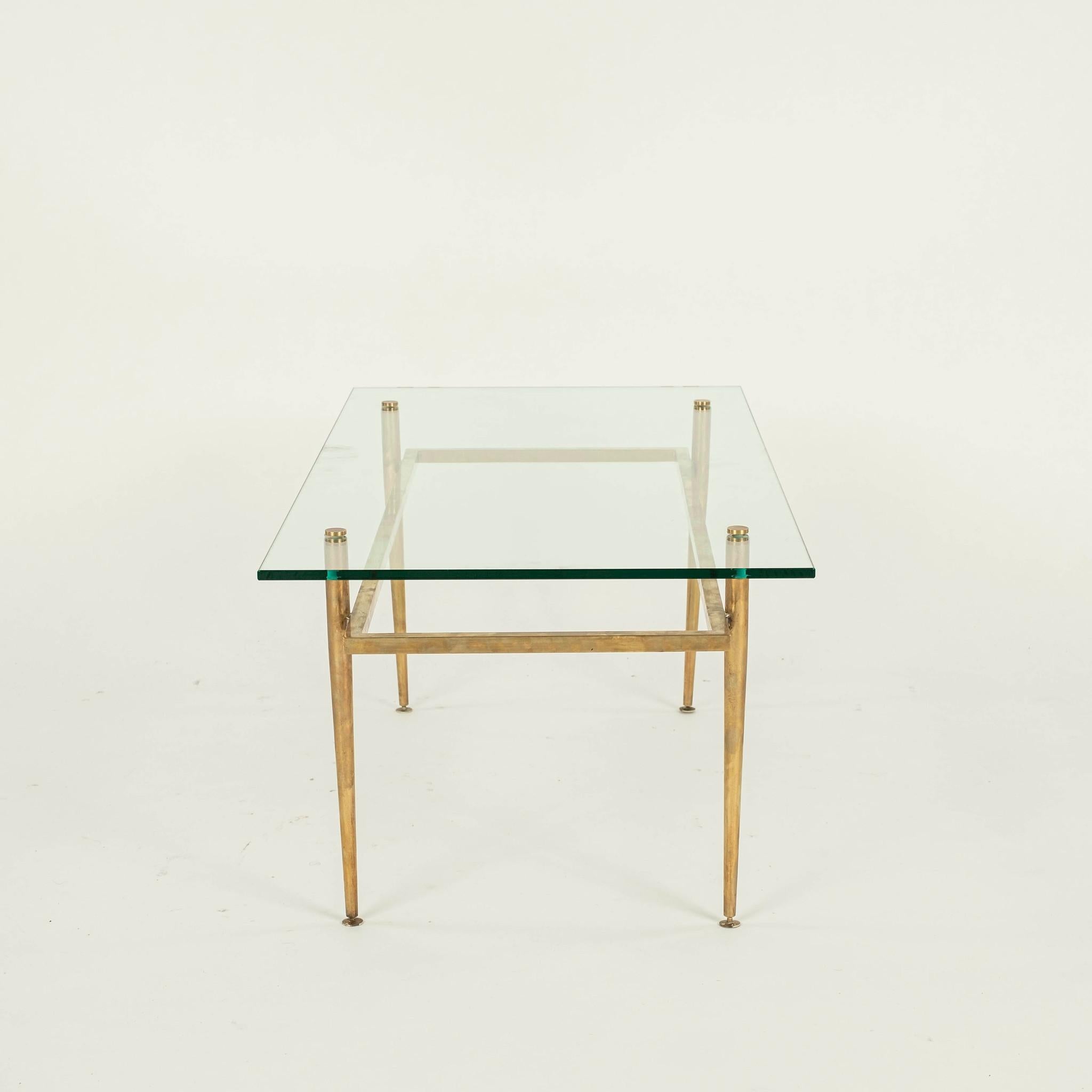 Brass And Glass Cocktail Table For Sale 2