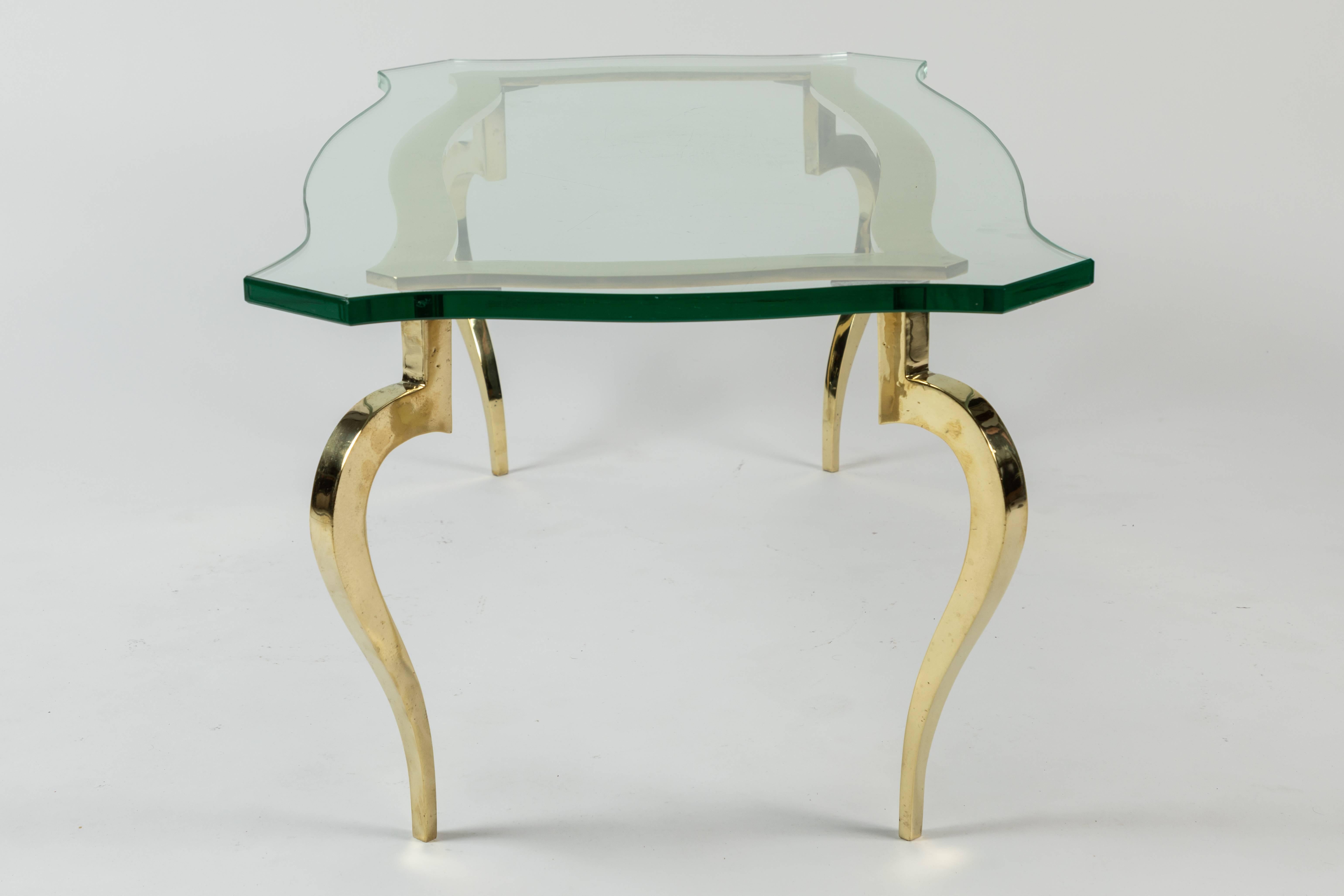 Brass and Glass Cocktail Table For Sale 1