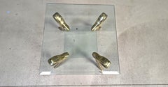 Brass and glass coffee side table, 1970s
