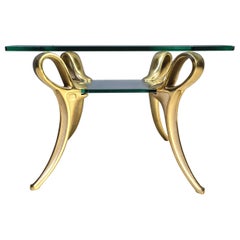 Brass and glass coffee side table, 1970s