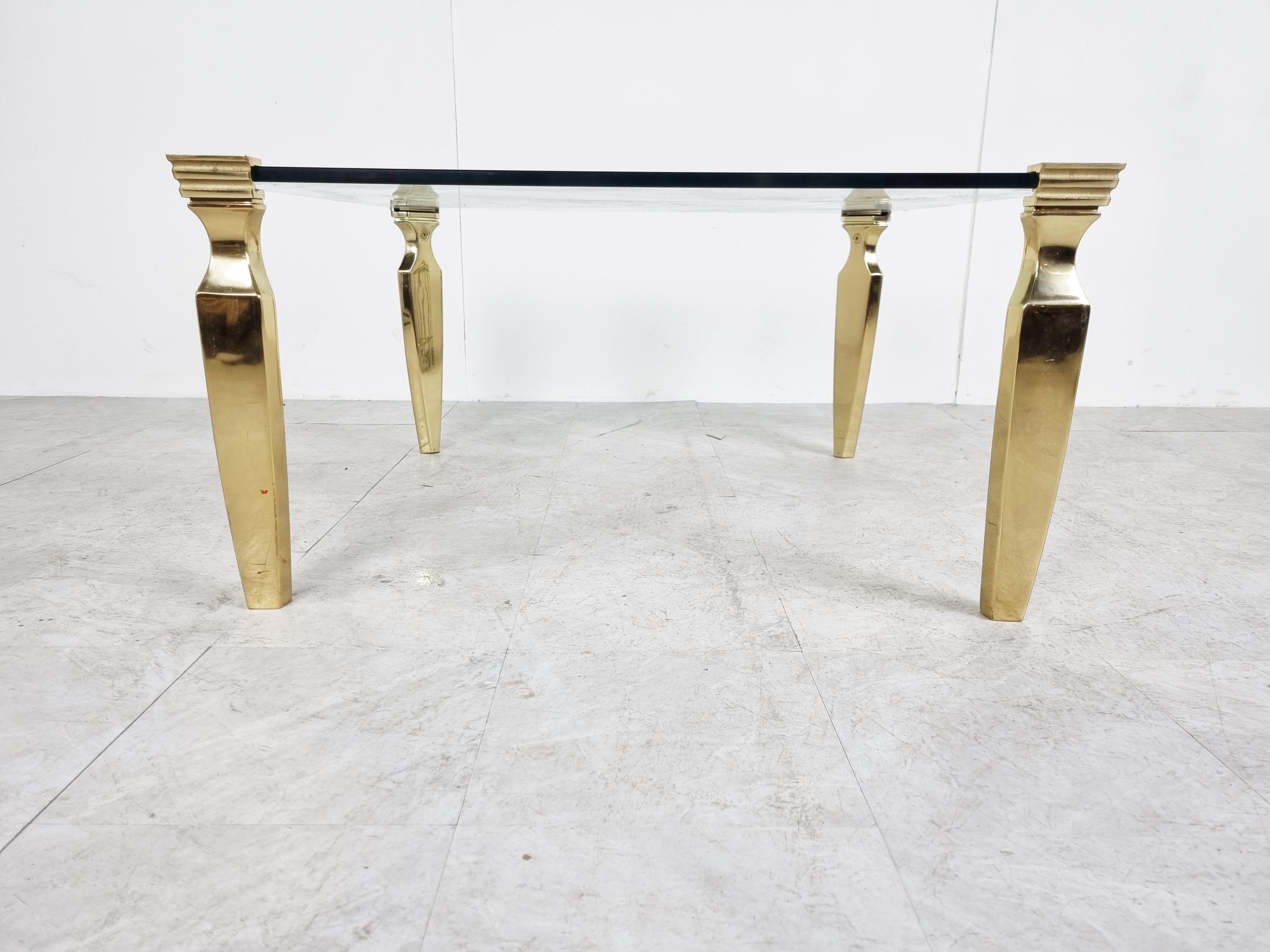 Italian Brass and Glass Coffee Table, 1970s For Sale