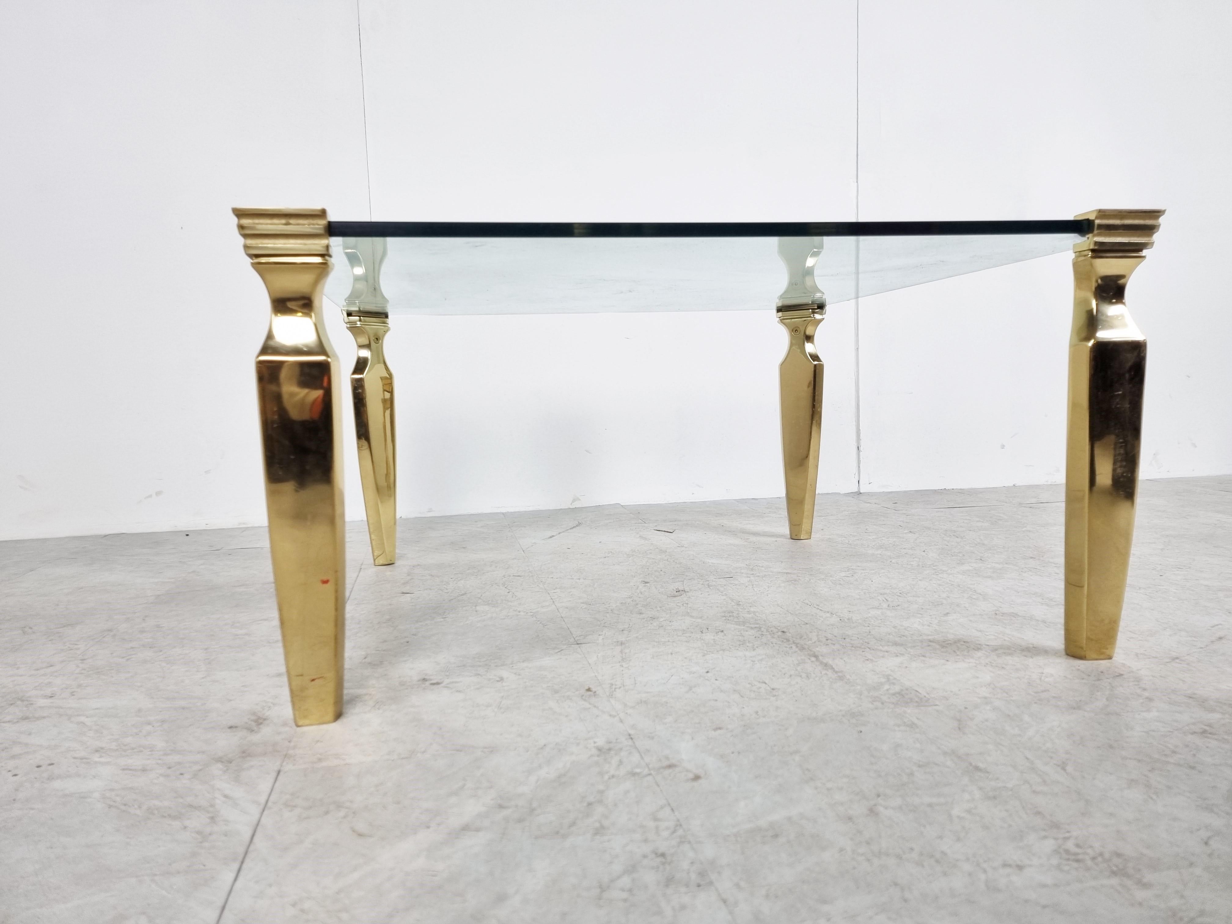 Brass and Glass Coffee Table, 1970s For Sale 1