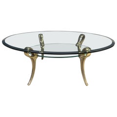 Brass and glass coffee table, 1970s