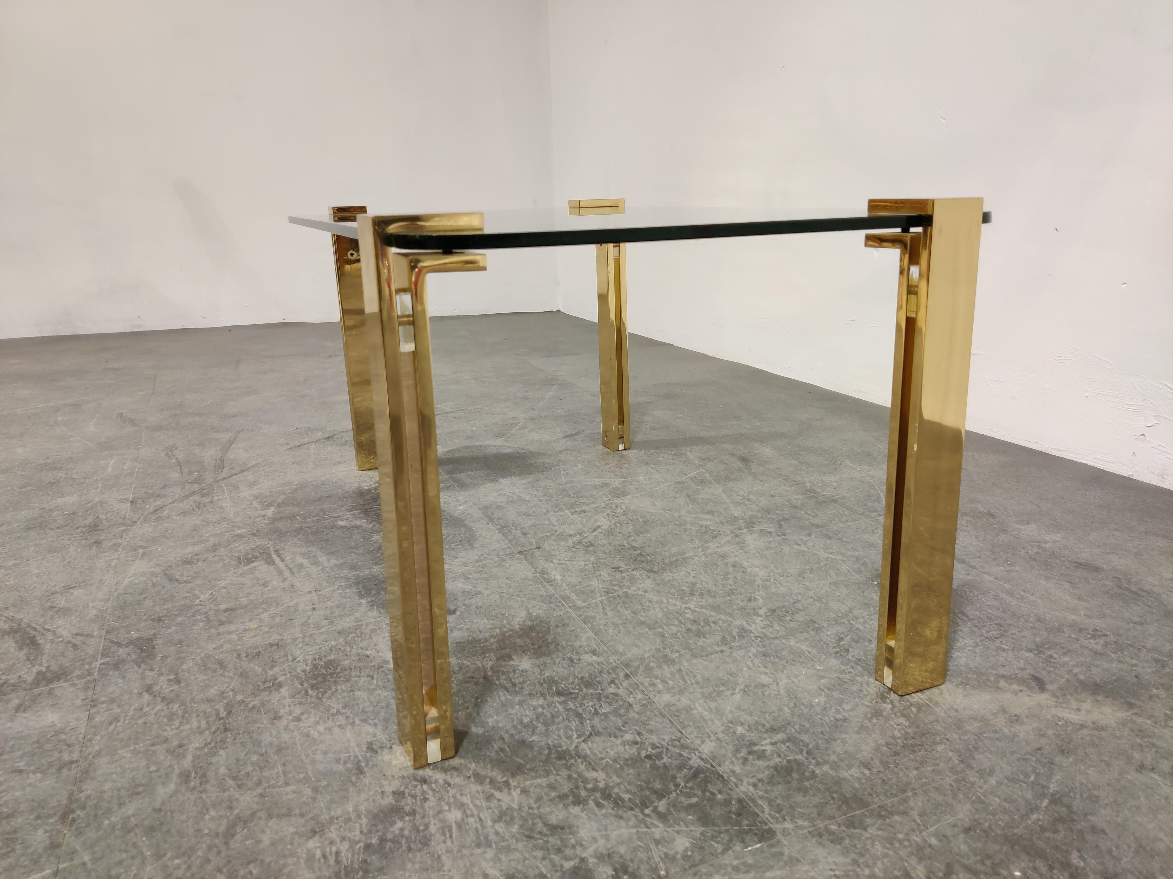 German Brass and Glass Coffee Table, 1980s For Sale