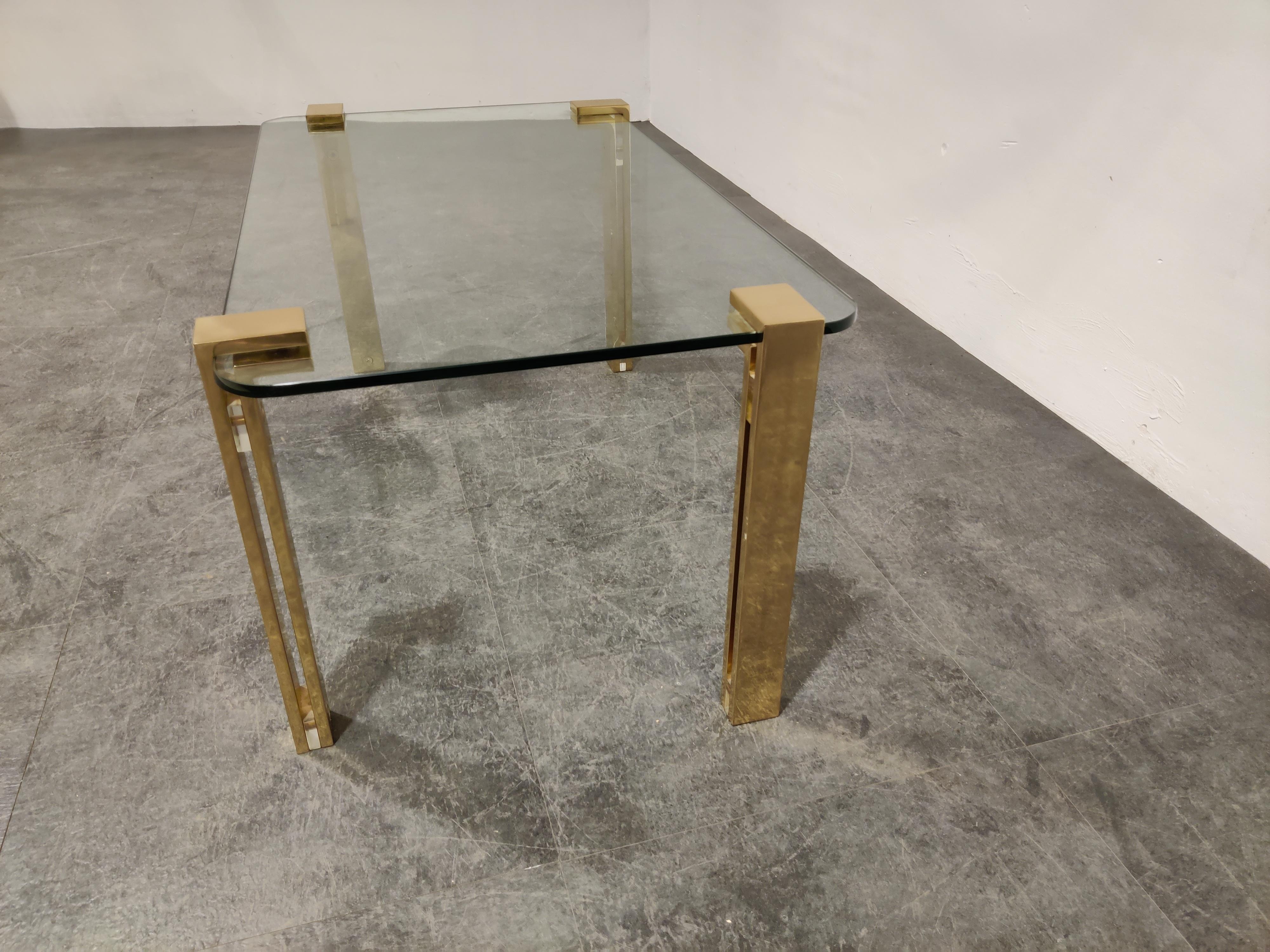Late 20th Century Brass and Glass Coffee Table, 1980s For Sale