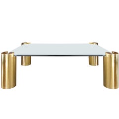 Vintage Brass and Glass Coffee Table by Karl Springer