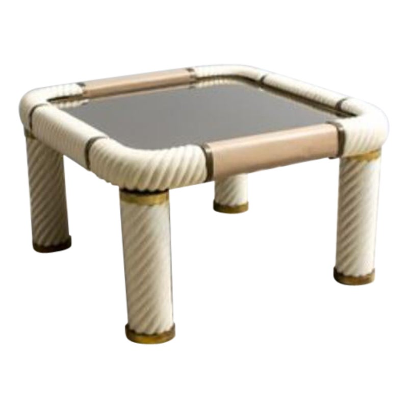 Table basse en laiton et verre par Tommaso Barbi, 1970 en vente