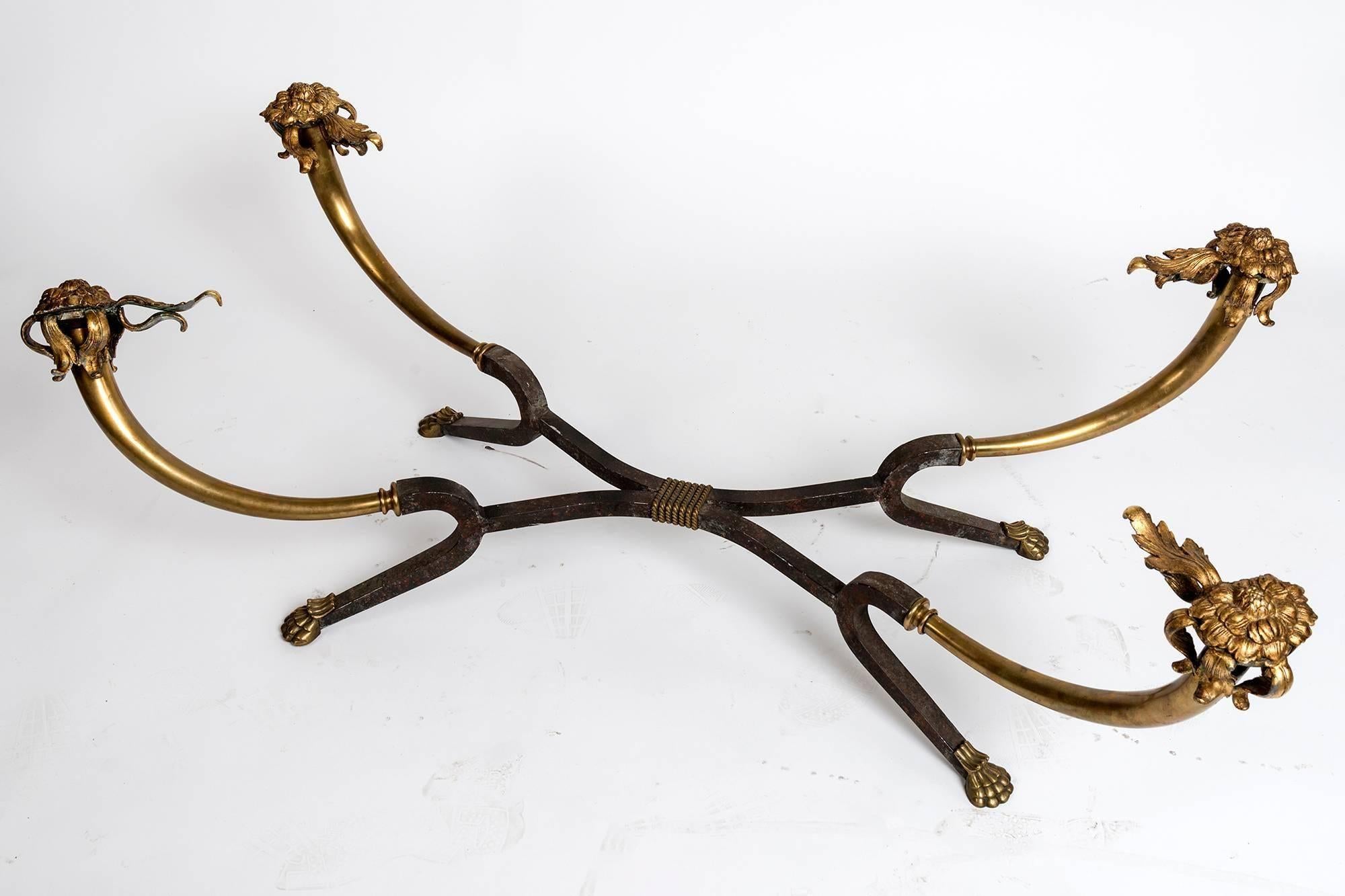 Art Nouveau Brass and Glass Coffee Table