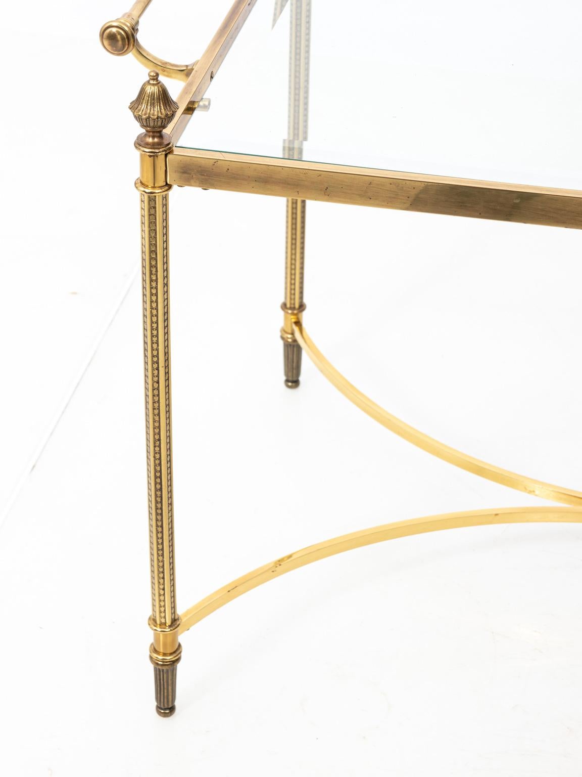 Polished Brass and Glass Coffee Table For Sale