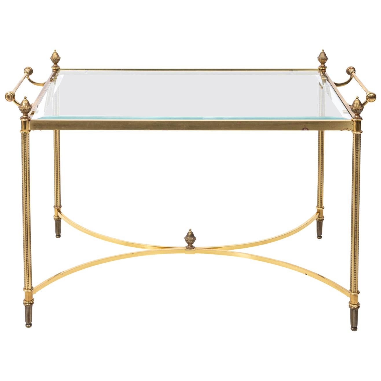 Brass and Glass Coffee Table For Sale