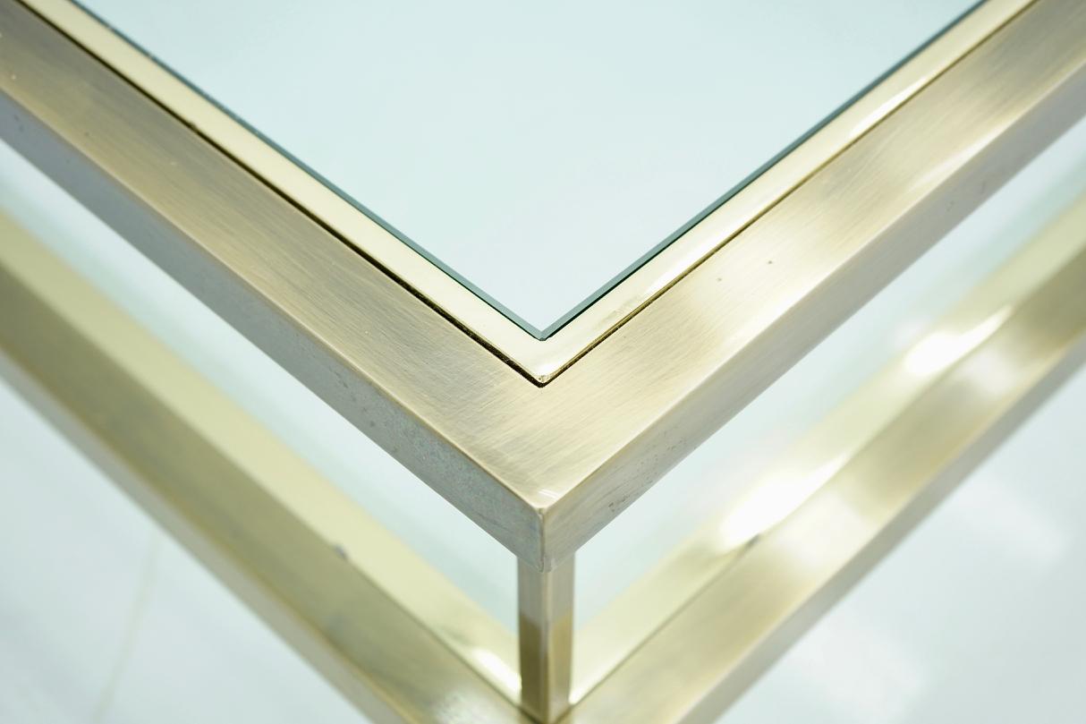 Brass and Glass Coffee Table with a Sliding Top in Style of Maison Jansen, 1970s 1