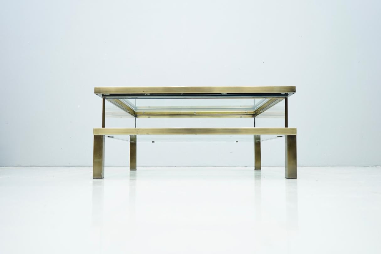 Brass and Glass Coffee Table with a Sliding Top in Style of Maison Jansen, 1970s 2