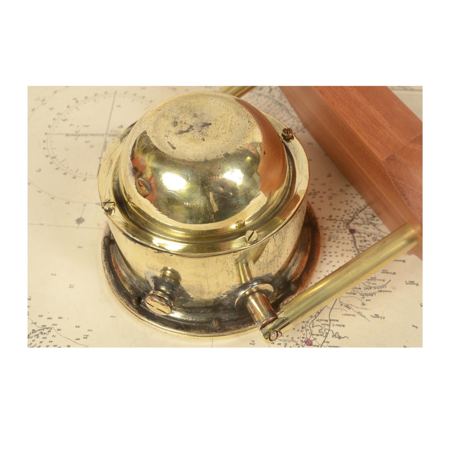 End 19th Century  Antique Brass Nautical Magnetic Compass on a Mahogany Board 6