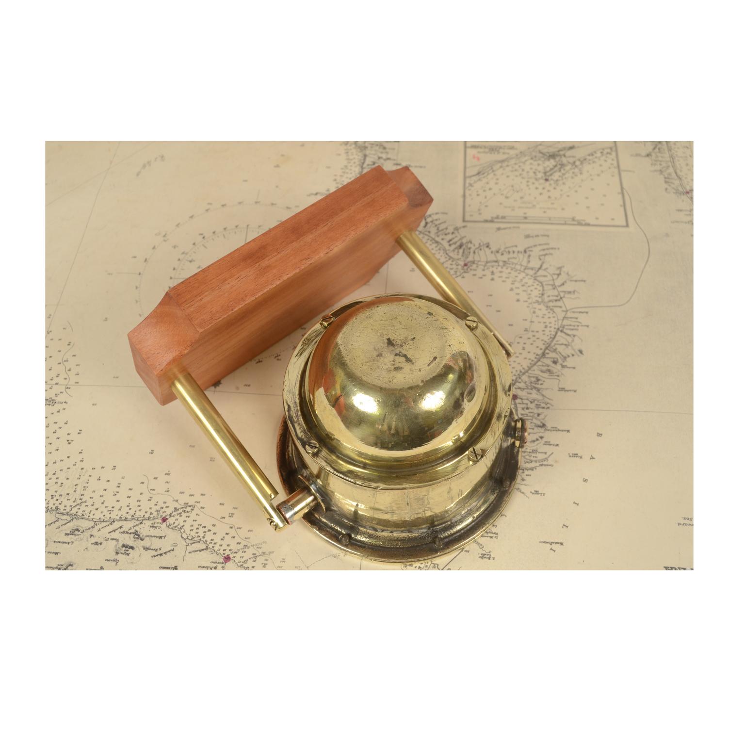End 19th Century  Antique Brass Nautical Magnetic Compass on a Mahogany Board 4