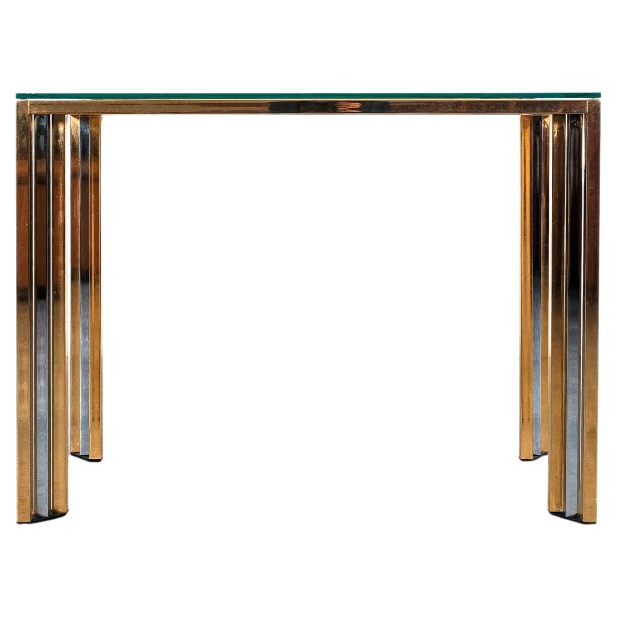 Brass and Glass Console Table Romeo Rega, Italy, 1970 For Sale 4