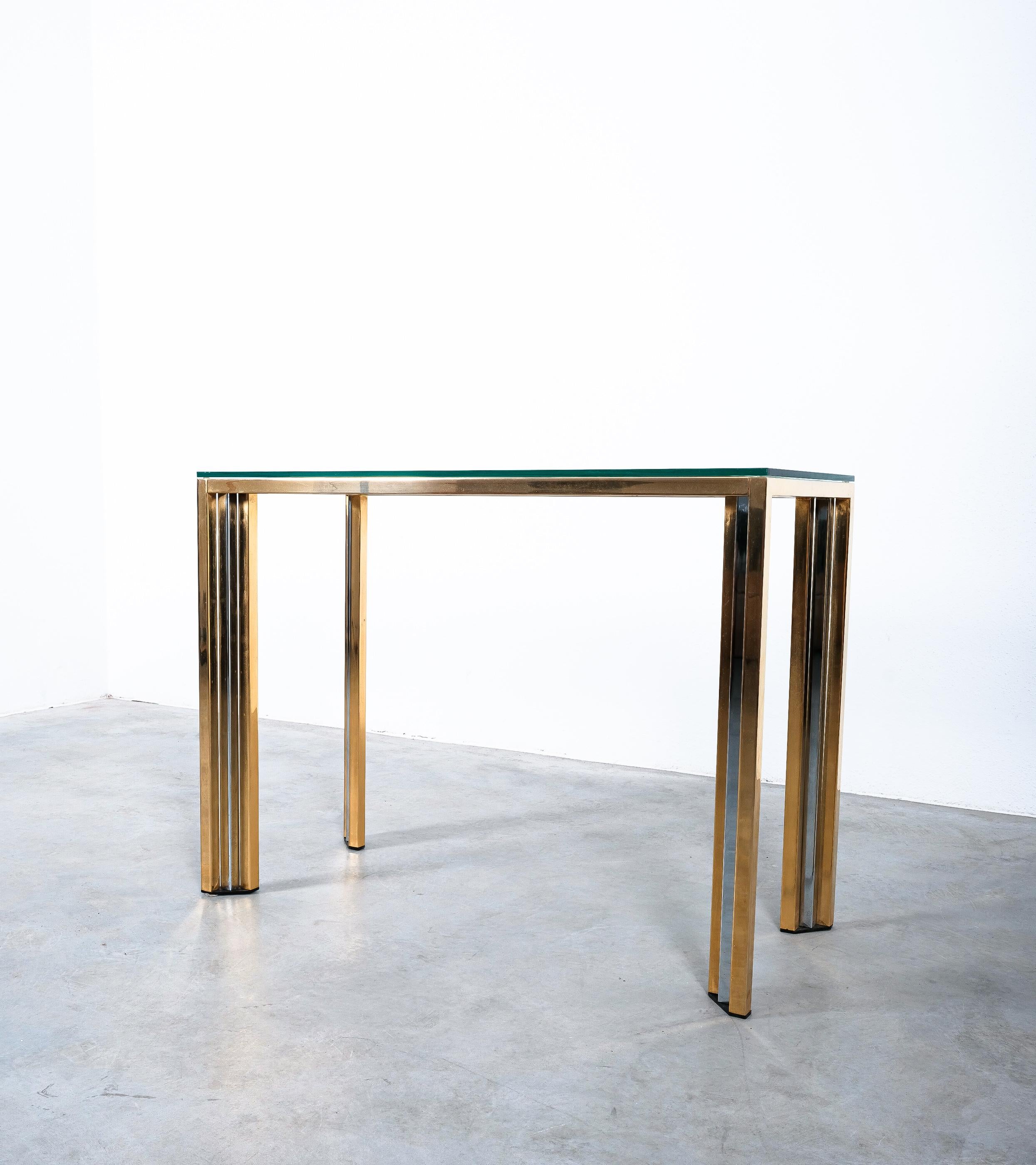 Brass and Glass Console Table Romeo Rega, Italy, 1970 For Sale 2
