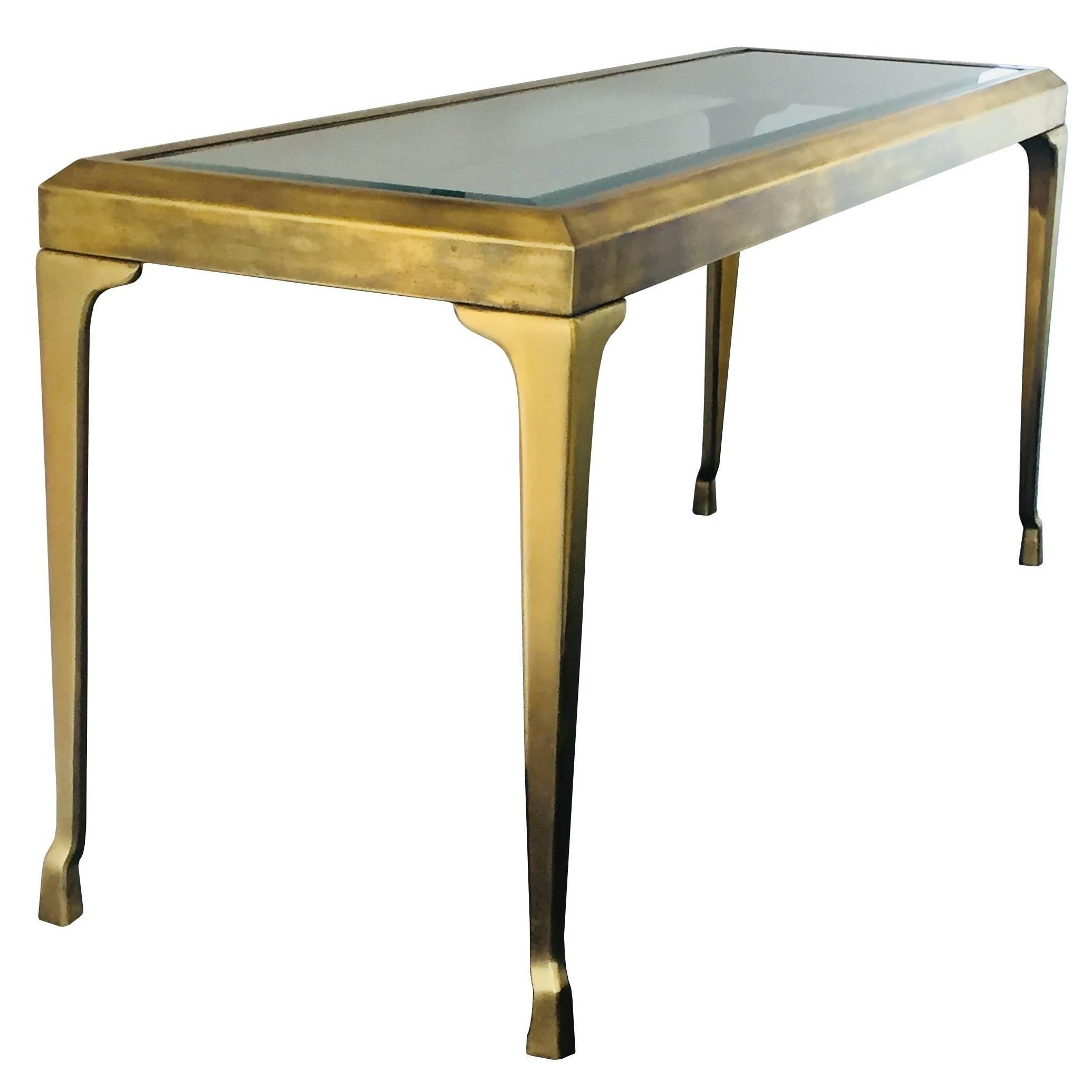 Brass and Glass Console/Hall Table by Mastercraft