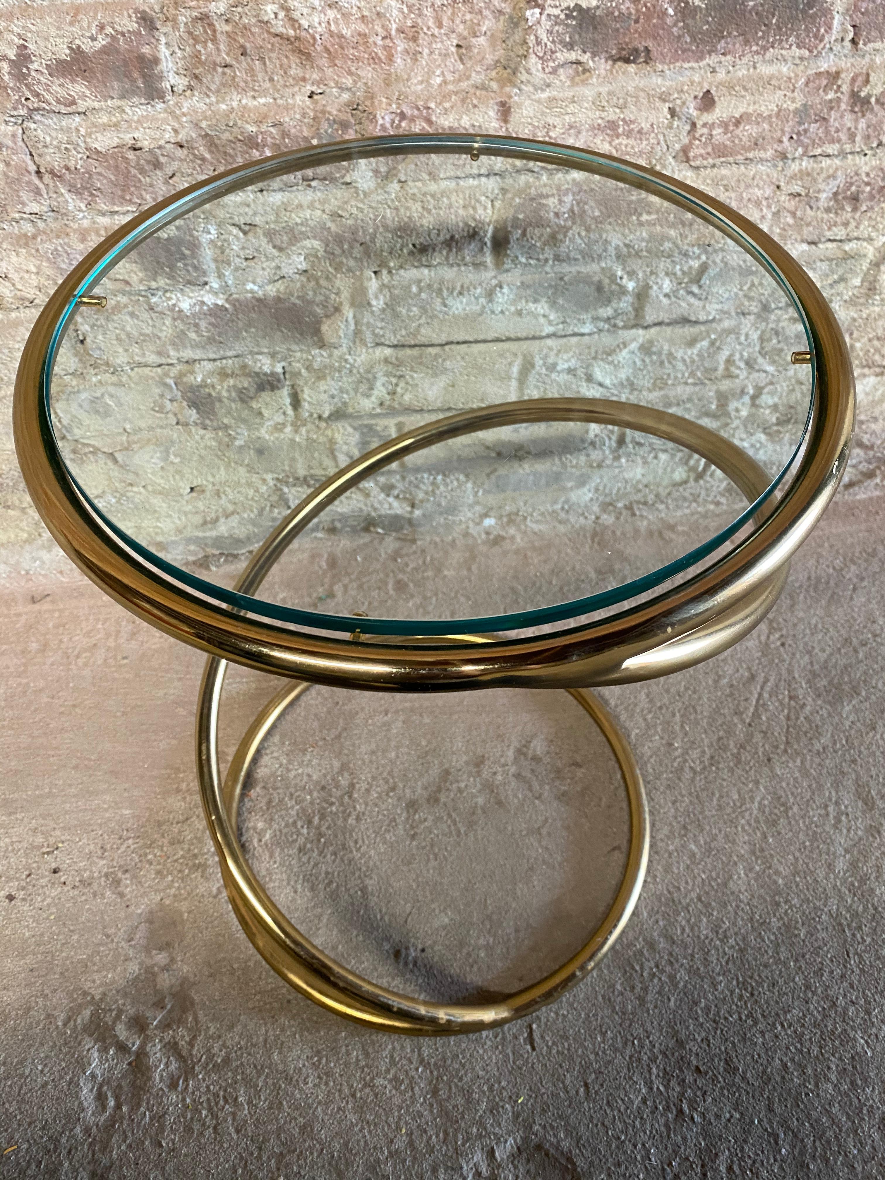 Late 20th Century Brass and Glass Corkscrew End Table