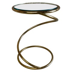 Brass and Glass Corkscrew End Table